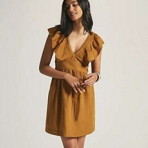 Anthropologie Mustard Mini Dress